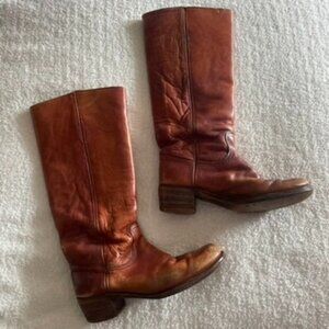 FRYE vintage Campus Boots black square label camel leather size 9